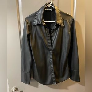 Faux leather over shirt